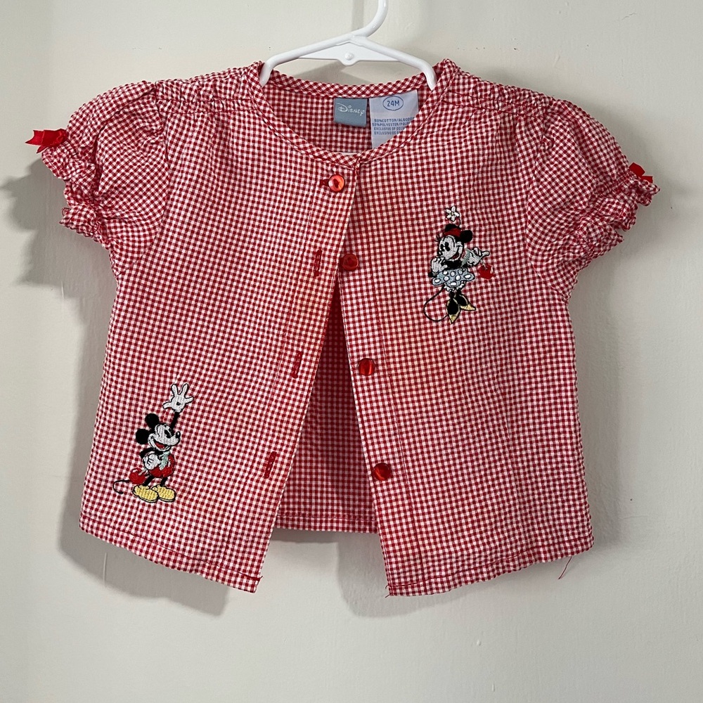 Disney Mickey and Minnie Button Down Top